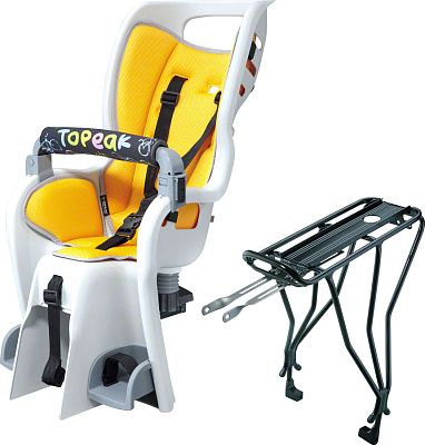 Превью  Велокресло детское TOPEAK BabySeat II Серый/Желтый на багажник 22 кг (с багажником на 29") (TCS2207)
